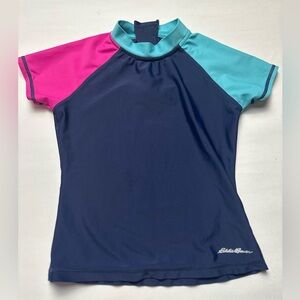 Eddie Bauer kids navy swim shirt. Rash guard. Size kids Small (7/8)